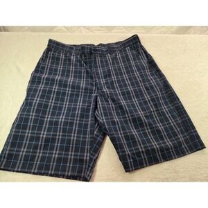 Ben Hogan Golf Shorts Mens 34 Plaid Performance Navy Blue Gray Athletic